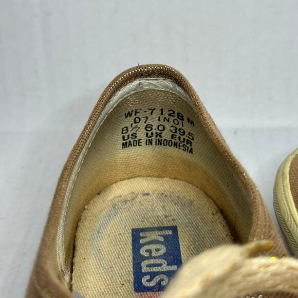 Keds Size 8.5 Lace Up Sparkle Walking Travel Sneaker Shoes Rose Gold Metallic - Picture 9 of 10